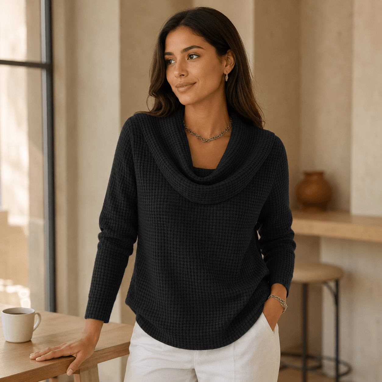 Amber™ – Jersey cálido con cuello vuelto elegante
