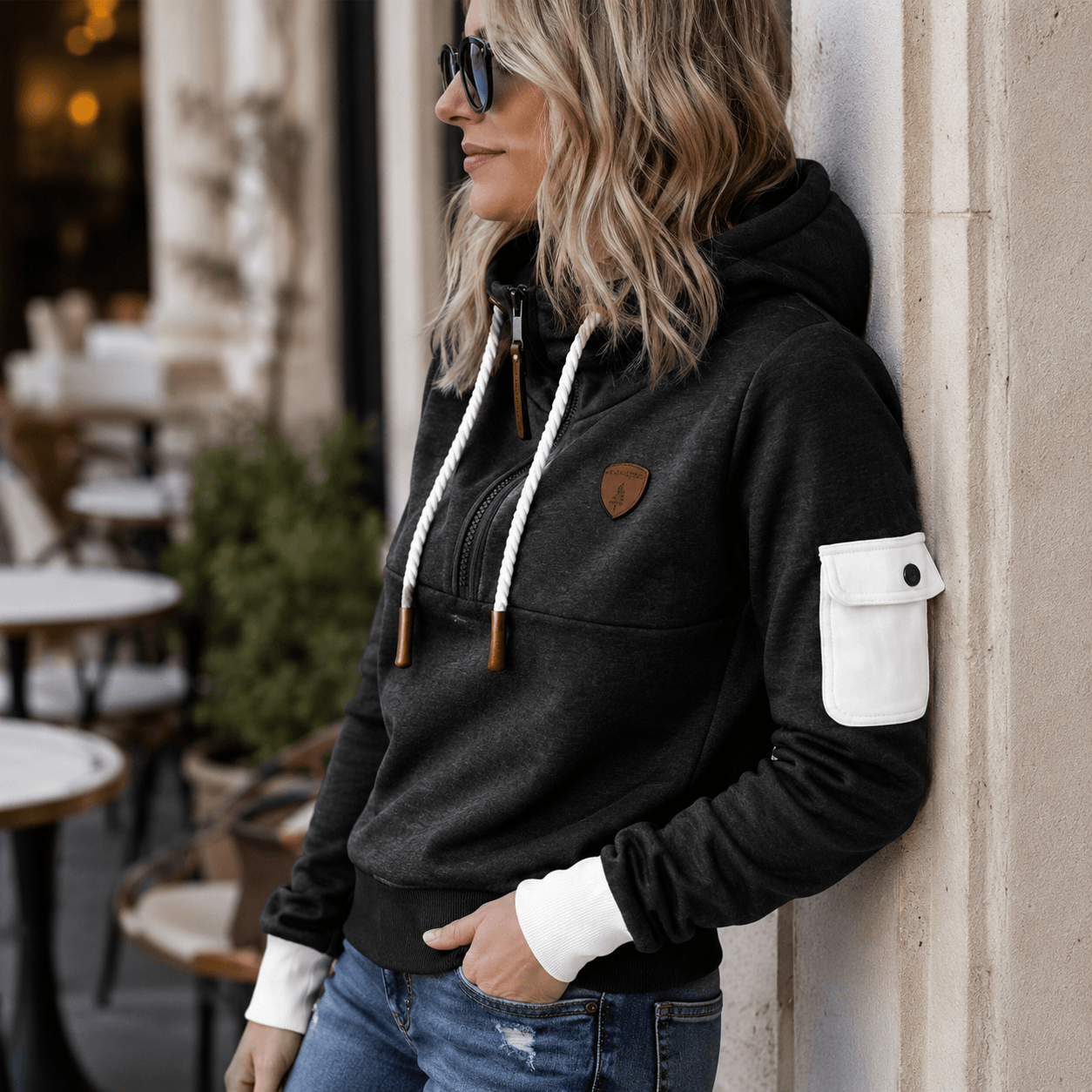 Helsa - Sudadera Informal Con Media Cremallera y Bolsillo En El Brazo
