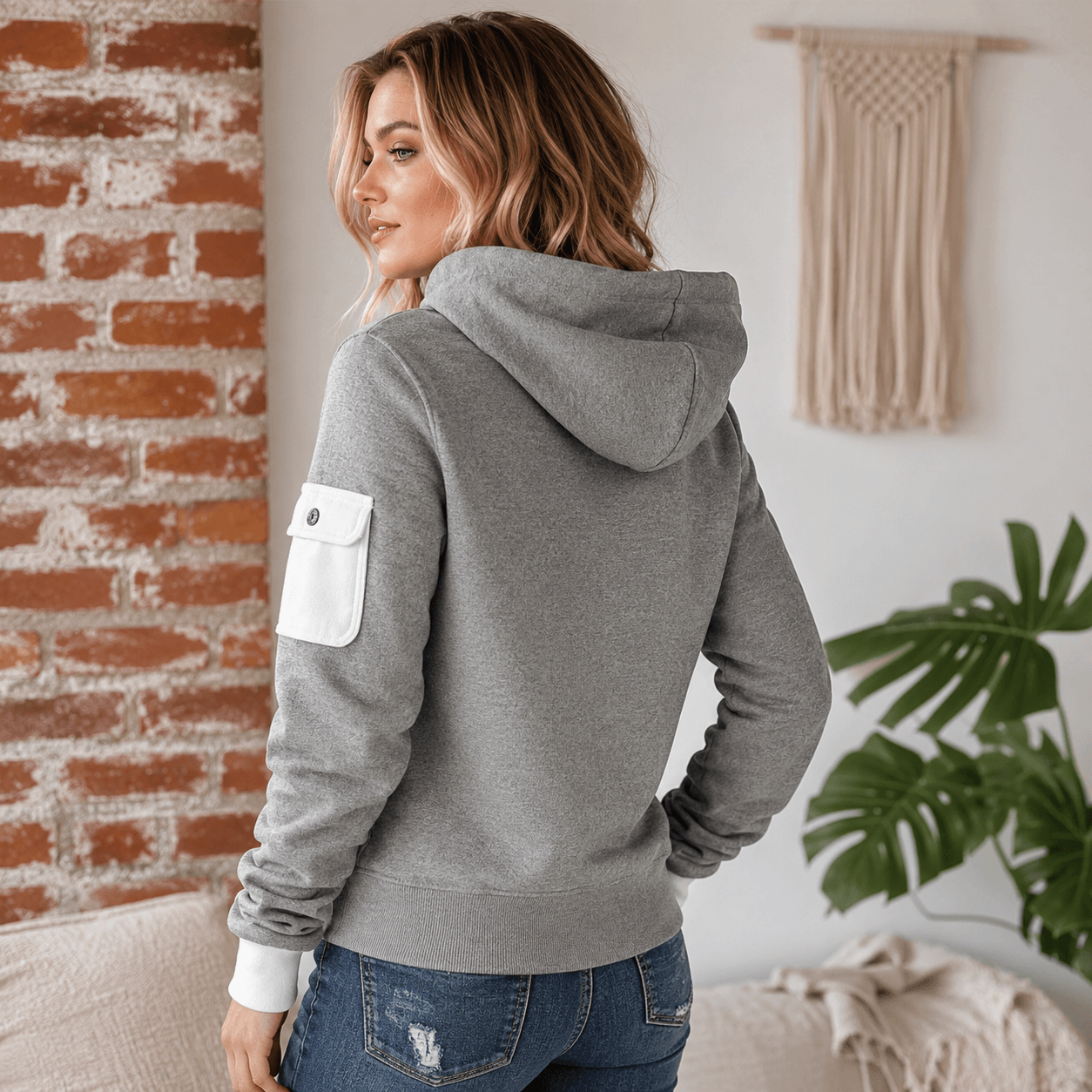 Helsa - Sudadera Informal Con Media Cremallera y Bolsillo En El Brazo