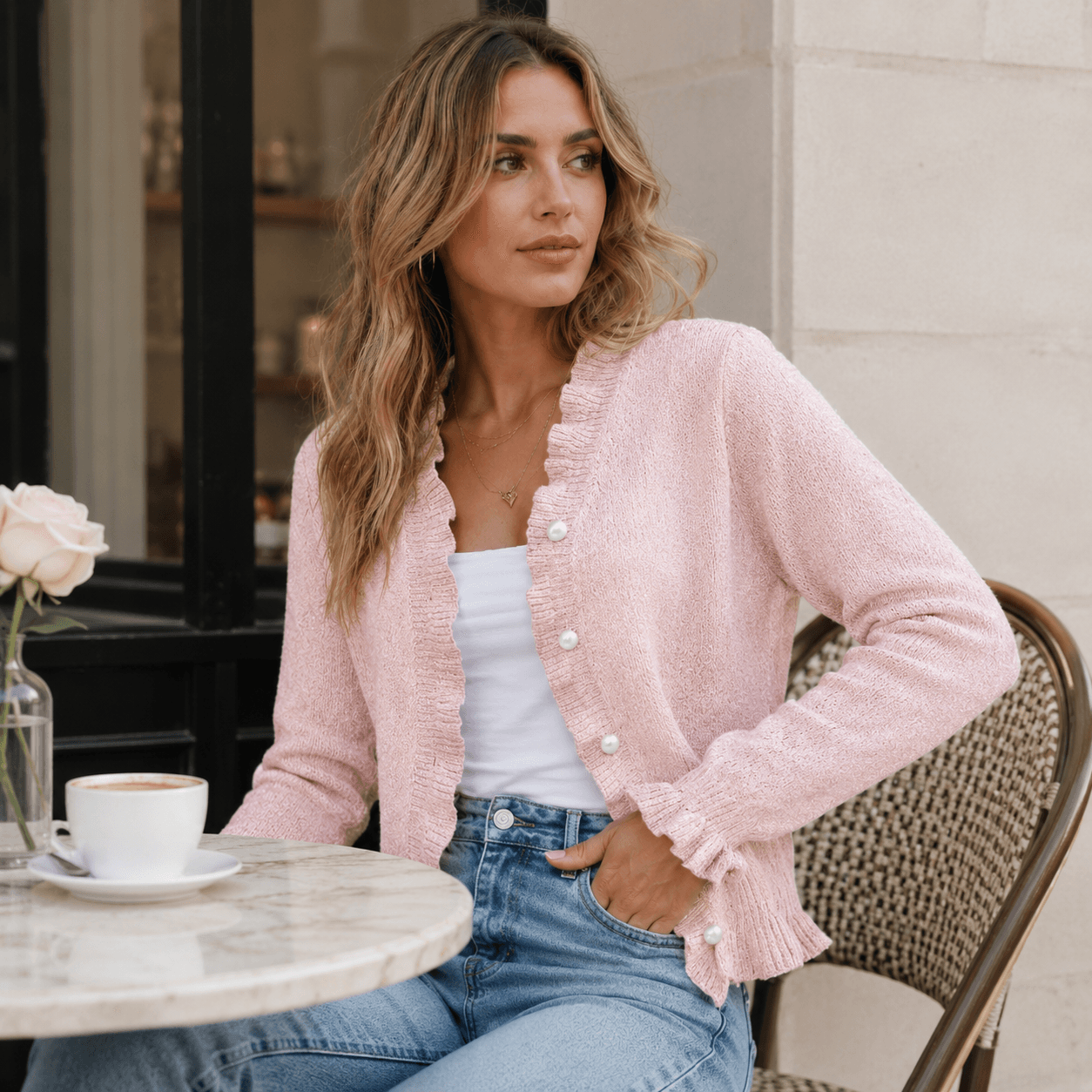 Hanifa - Elegante Cárdigan De Punto Con Botones