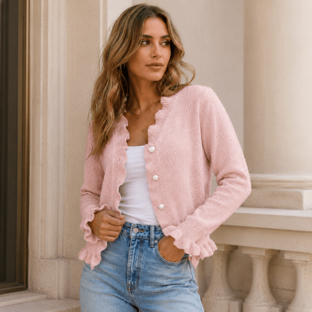 Hanifa - Elegante Cárdigan De Punto Con Botones