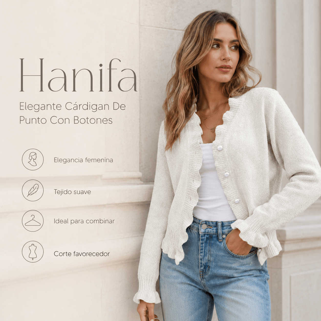 Hanifa - Elegante Cárdigan De Punto Con Botones