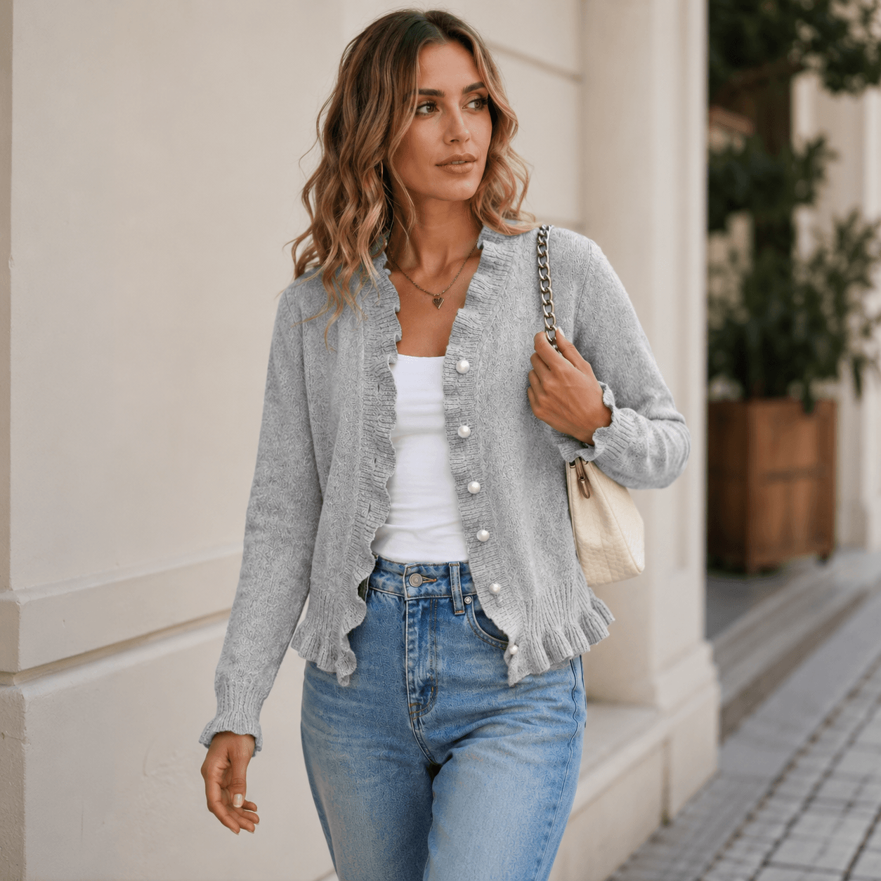 Hanifa - Elegante Cárdigan De Punto Con Botones