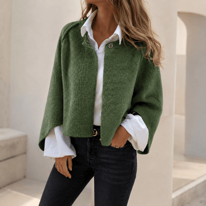 Henrike - Abrigo de Lana con Cuello Redondo y Mangas Largas