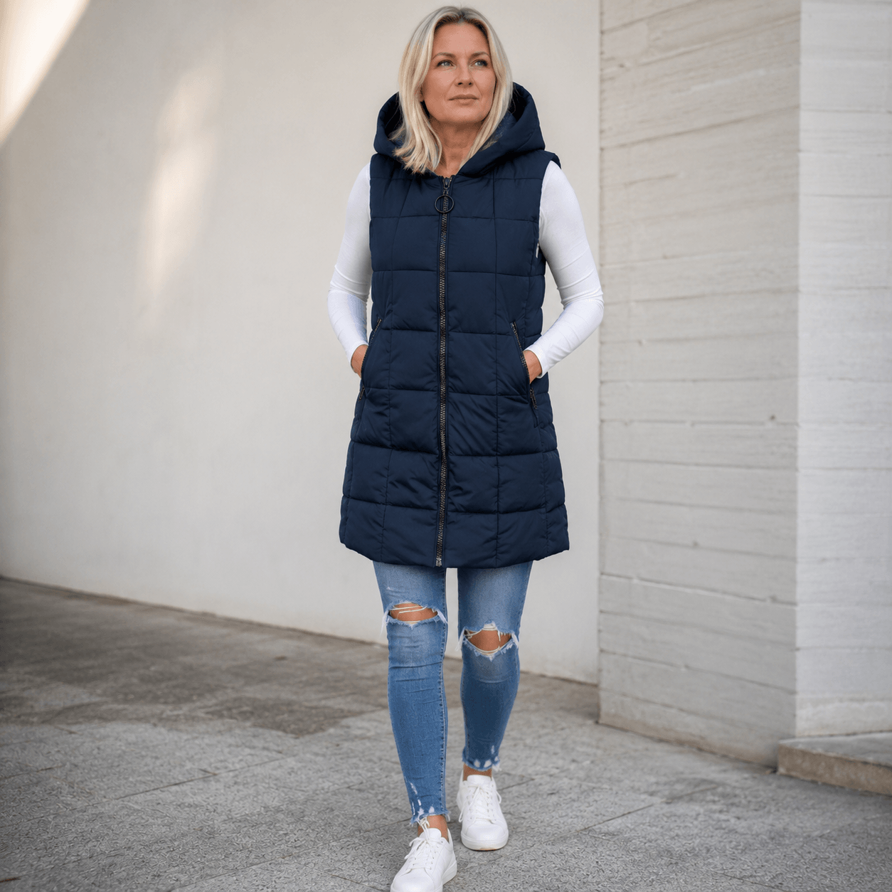 Laruna - Abrigo Acolchado Sin Mangas Con Cremallera
