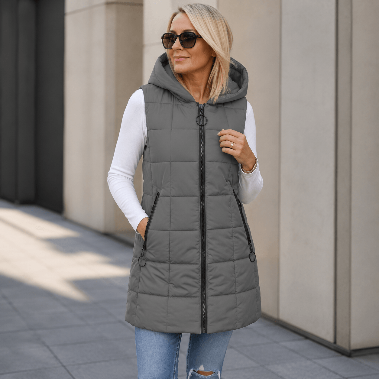 Laruna - Abrigo Acolchado Sin Mangas Con Cremallera