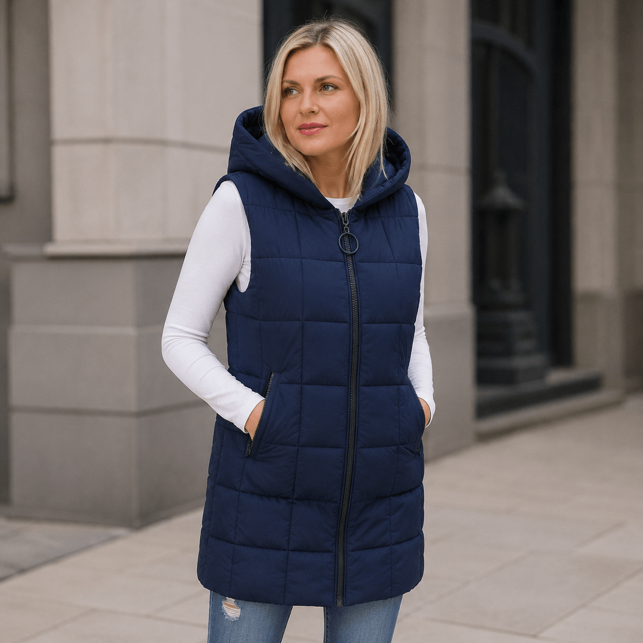 Laruna - Abrigo Acolchado Sin Mangas Con Cremallera