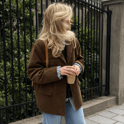 Ronia – Chaqueta Oversize De Ante Con Botones