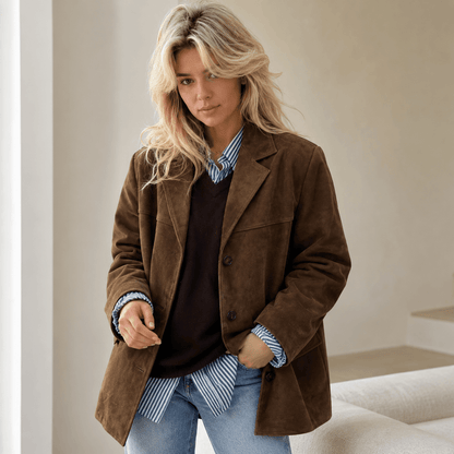 Ronia – Chaqueta Oversize De Ante Con Botones