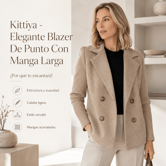 Kittiya - Elegante Blazer De Punto Con Manga Larga