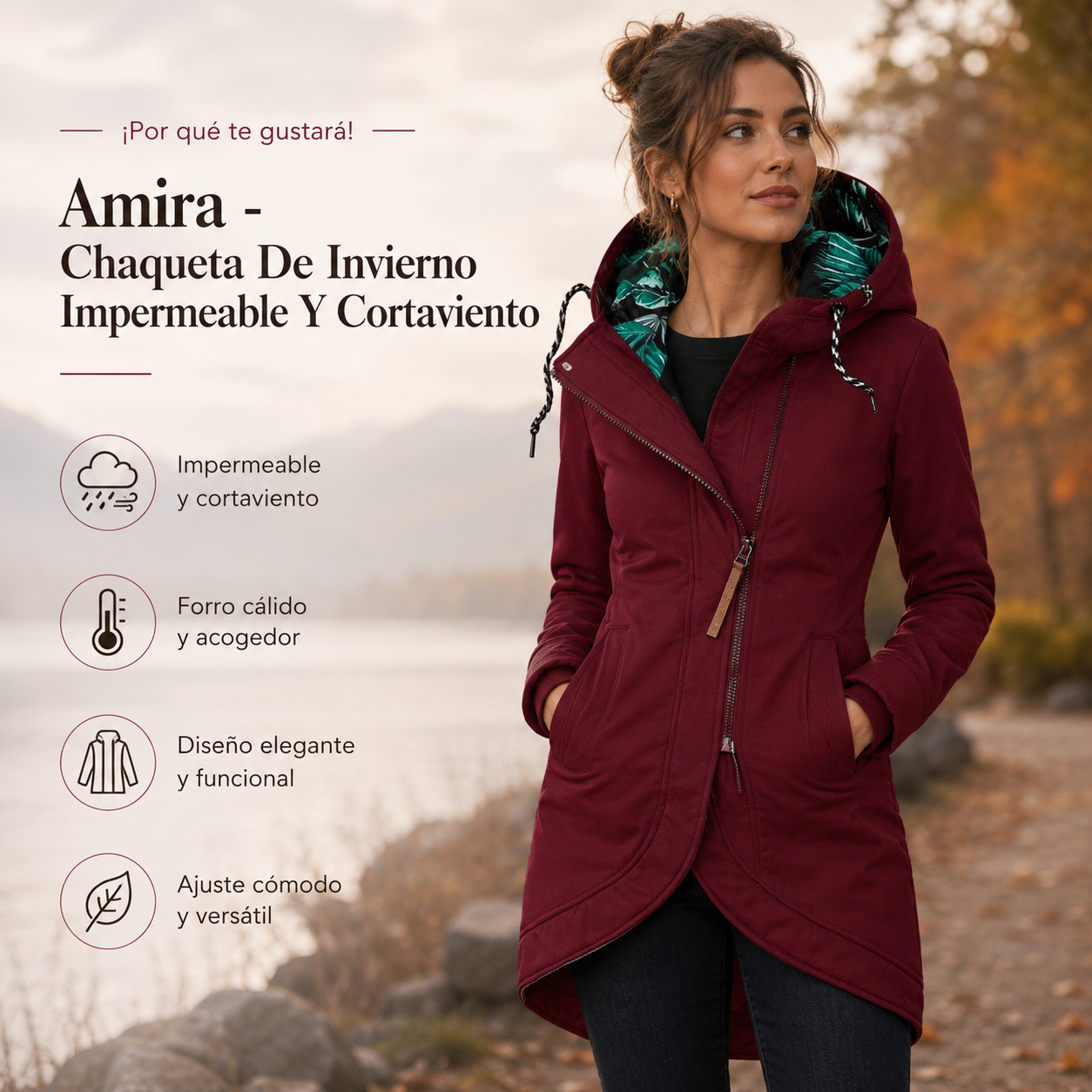 Amira - Chaqueta De Invierno Impermeable Y Cortaviento