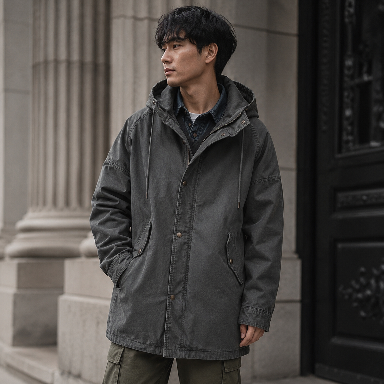 Ragnar - Chaqueta Con Capucha De Estilo Militar Vintage