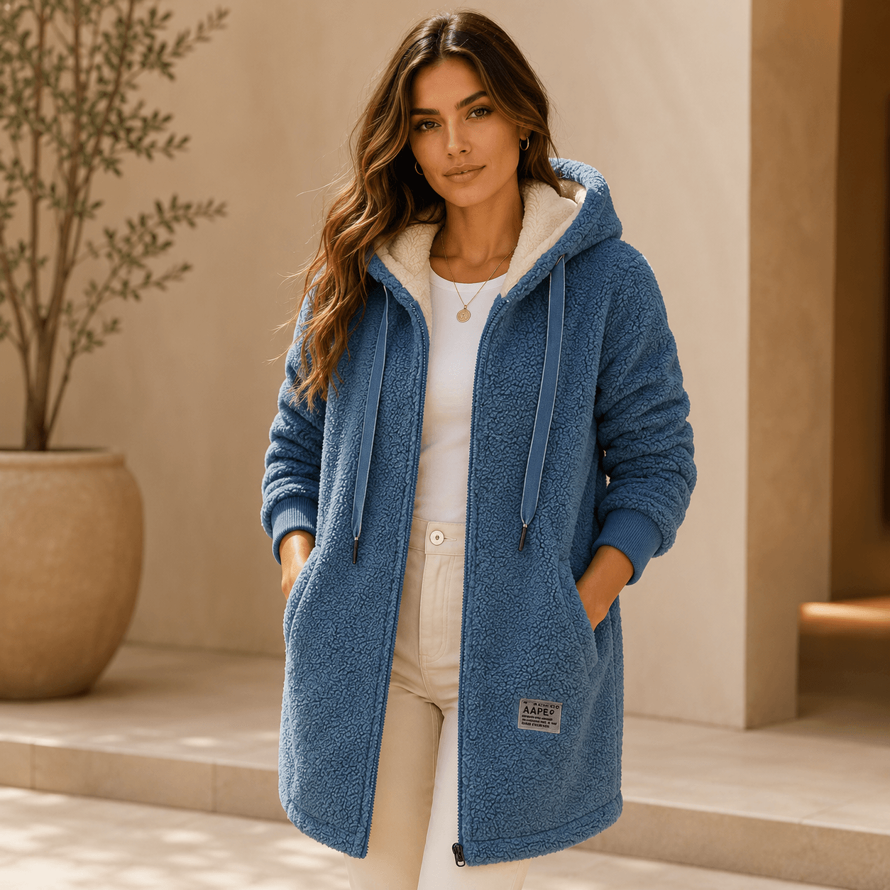 Cálida Chaqueta Polar Teddy Para Mujer