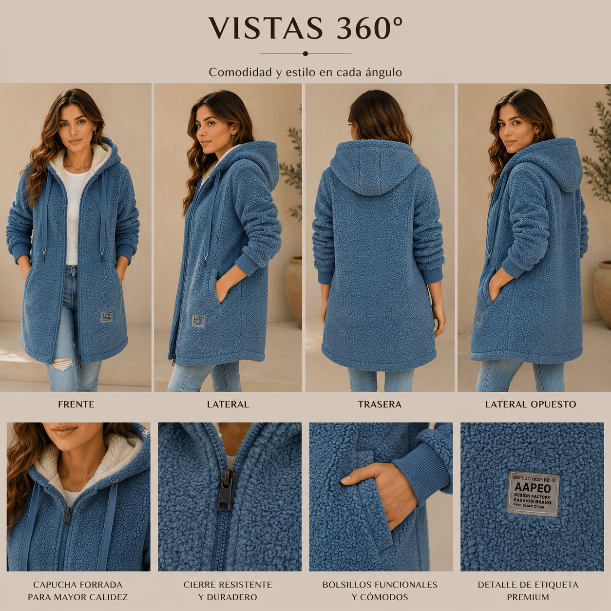 Cálida Chaqueta Polar Teddy Para Mujer