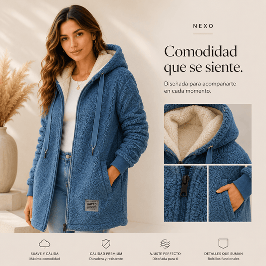 Cálida Chaqueta Polar Teddy Para Mujer