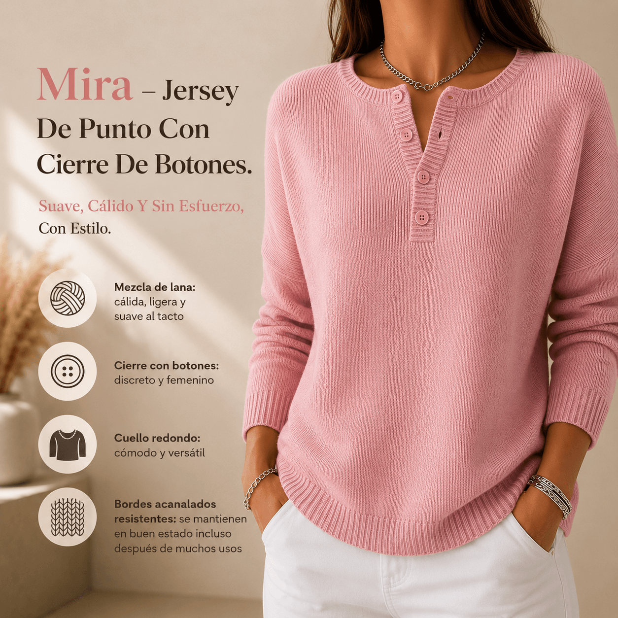 Mira – Jersey De Punto Con Cierre De Botones