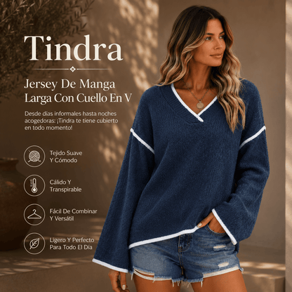 Tindra - Jersey De Manga Larga Con Cuello En V