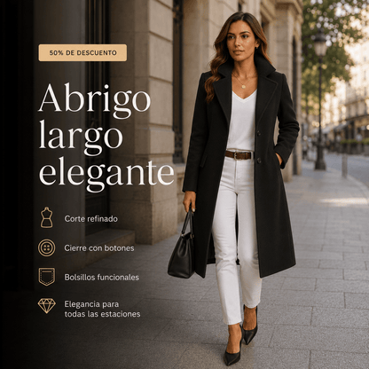 Dfina - Elegante Abrigo Largo Con Botones