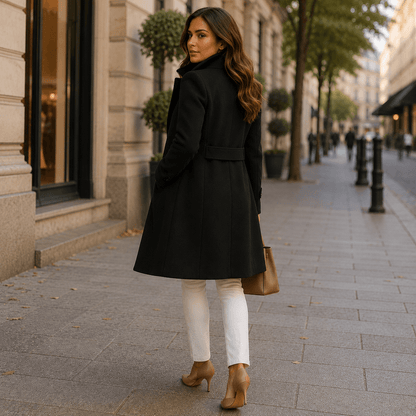 Dfina - Elegante Abrigo Largo Con Botones