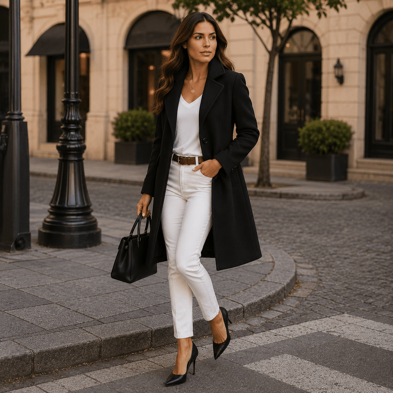Dfina - Elegante Abrigo Largo Con Botones