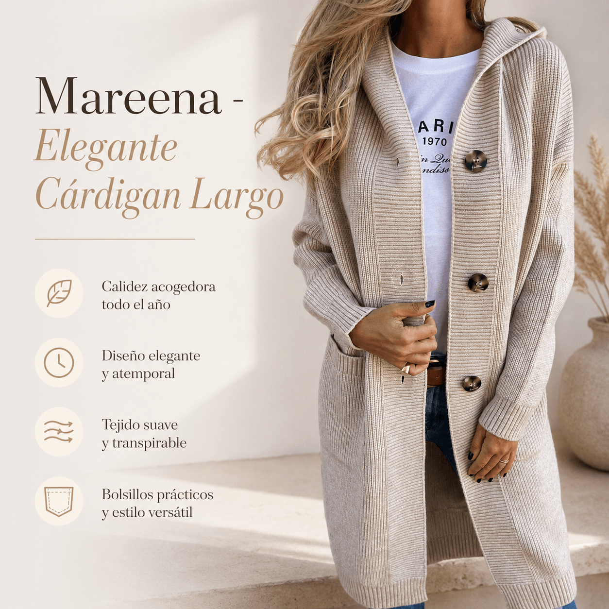 Mareena - Elegante Cárdigan Largo