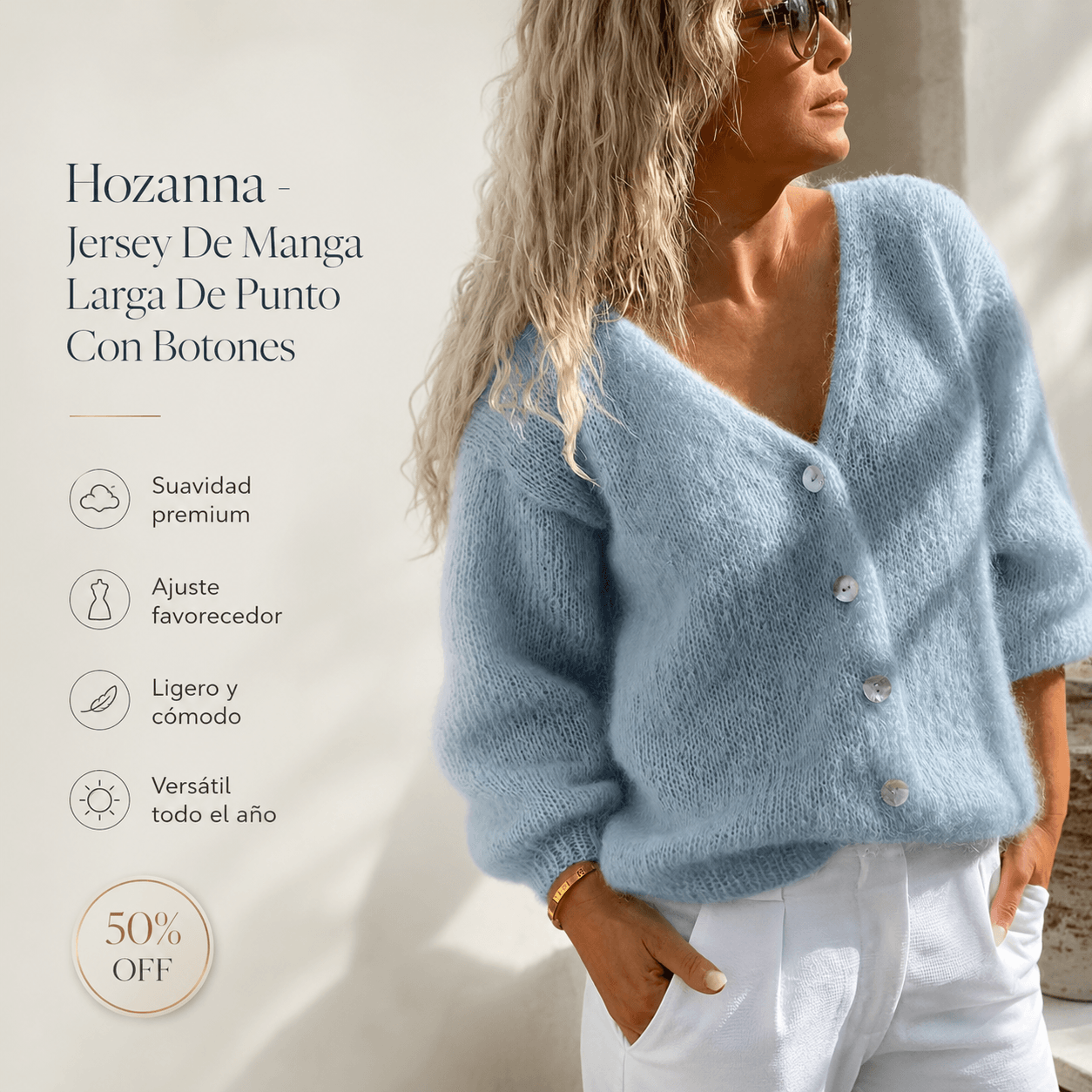 Hozanna - Jersey De Manga Larga De Punto Con Botones