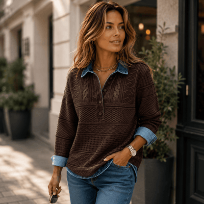 Sofia | Jersey moderno con botones a medio abrir
