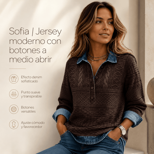 Sofia | Jersey moderno con botones a medio abrir