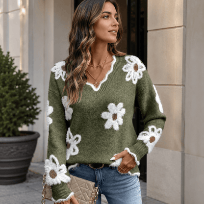 Floréa - Jersey floral con escote en V