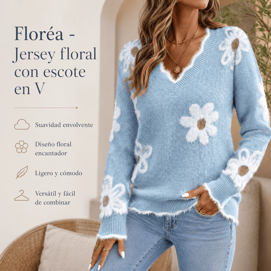 Floréa - Jersey floral con escote en V