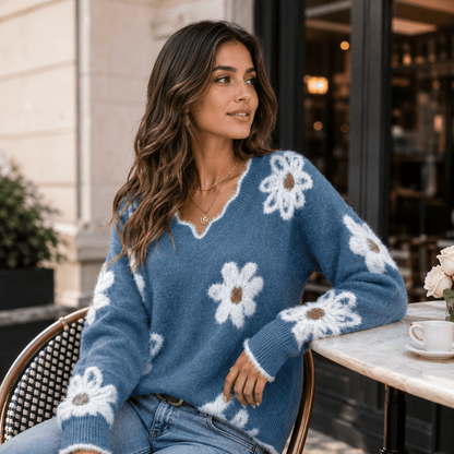 Floréa - Jersey floral con escote en V