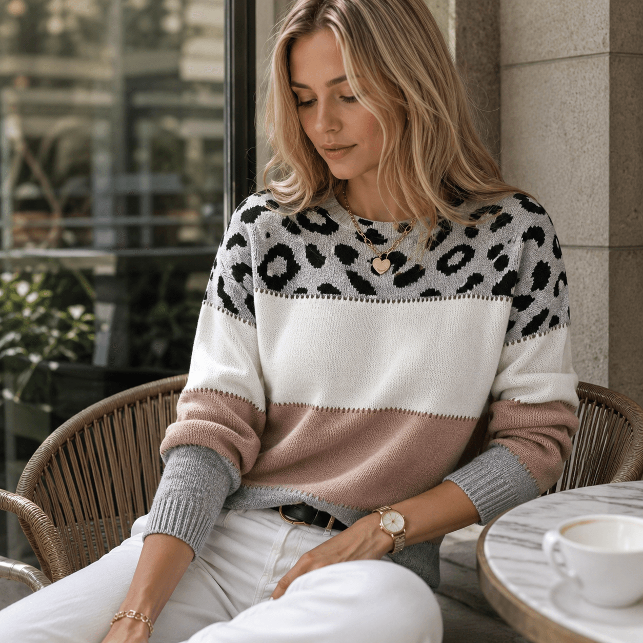 Julieta™ | Suéter casual con estampado de leopardo