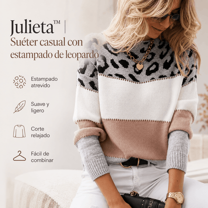 Julieta™ | Suéter casual con estampado de leopardo