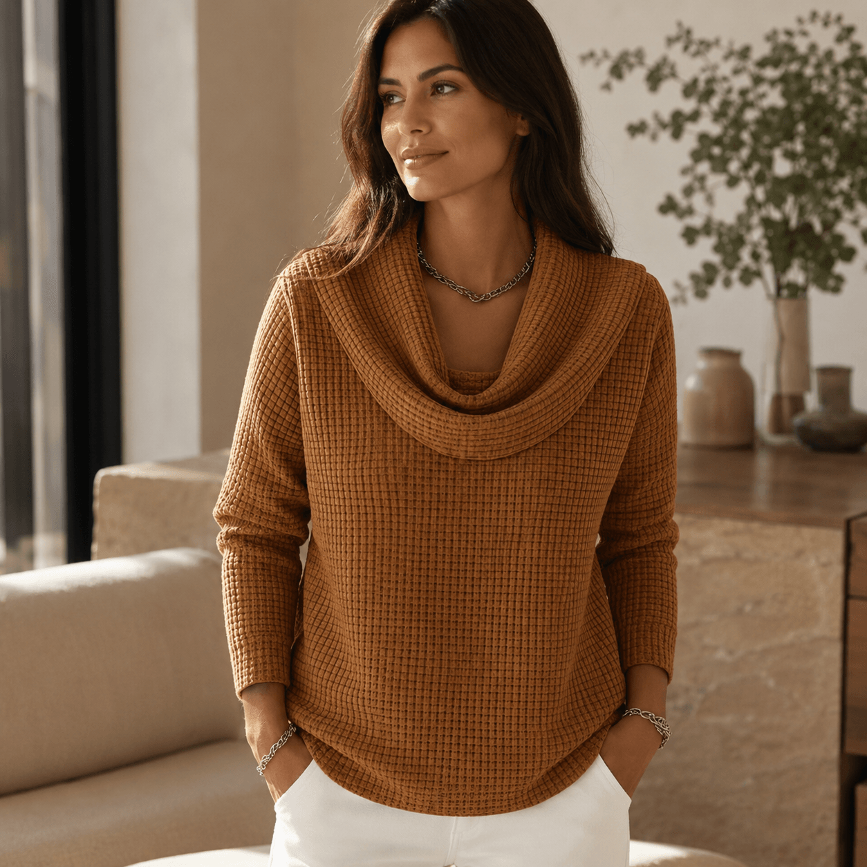 Amber™ – Jersey cálido con cuello vuelto elegante