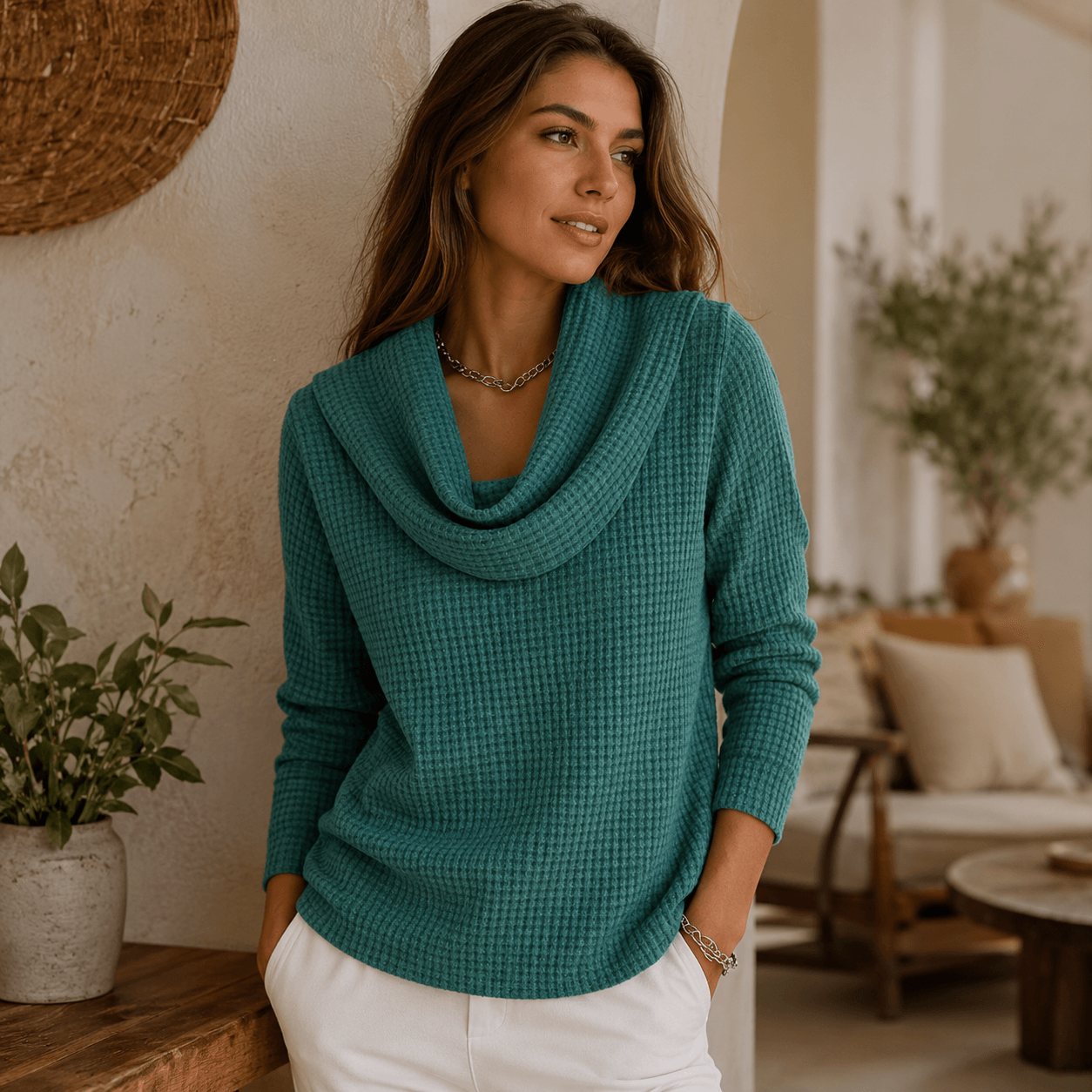 Amber™ – Jersey cálido con cuello vuelto elegante