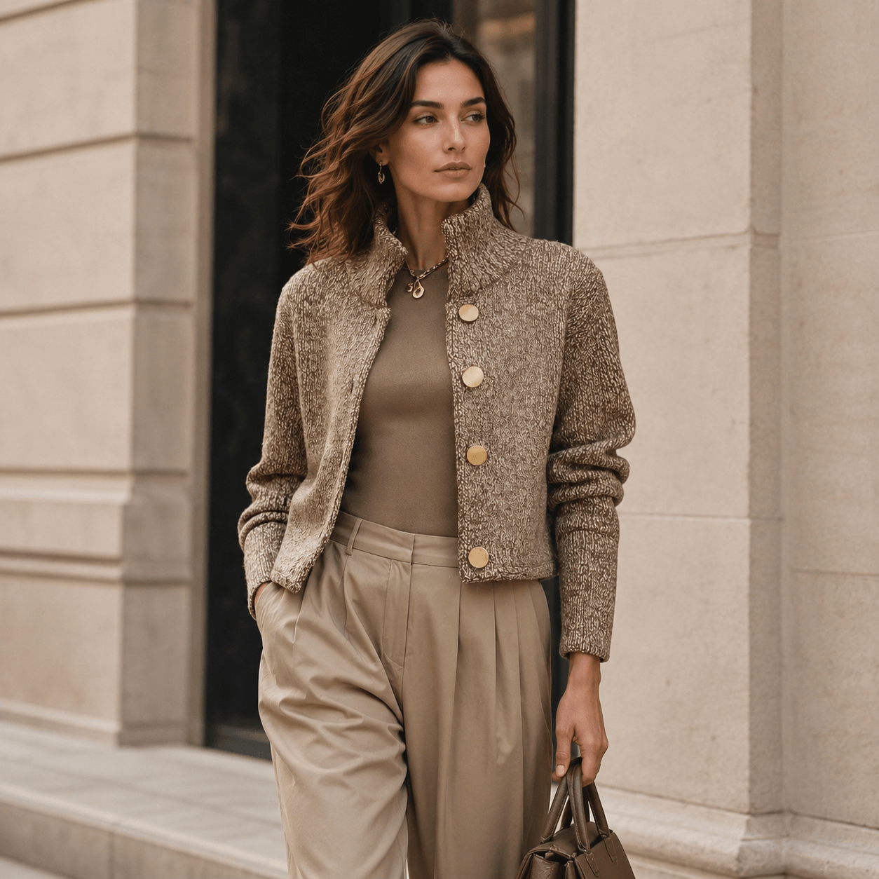 Aurora - Elegante chaqueta texturizada con botones grandes