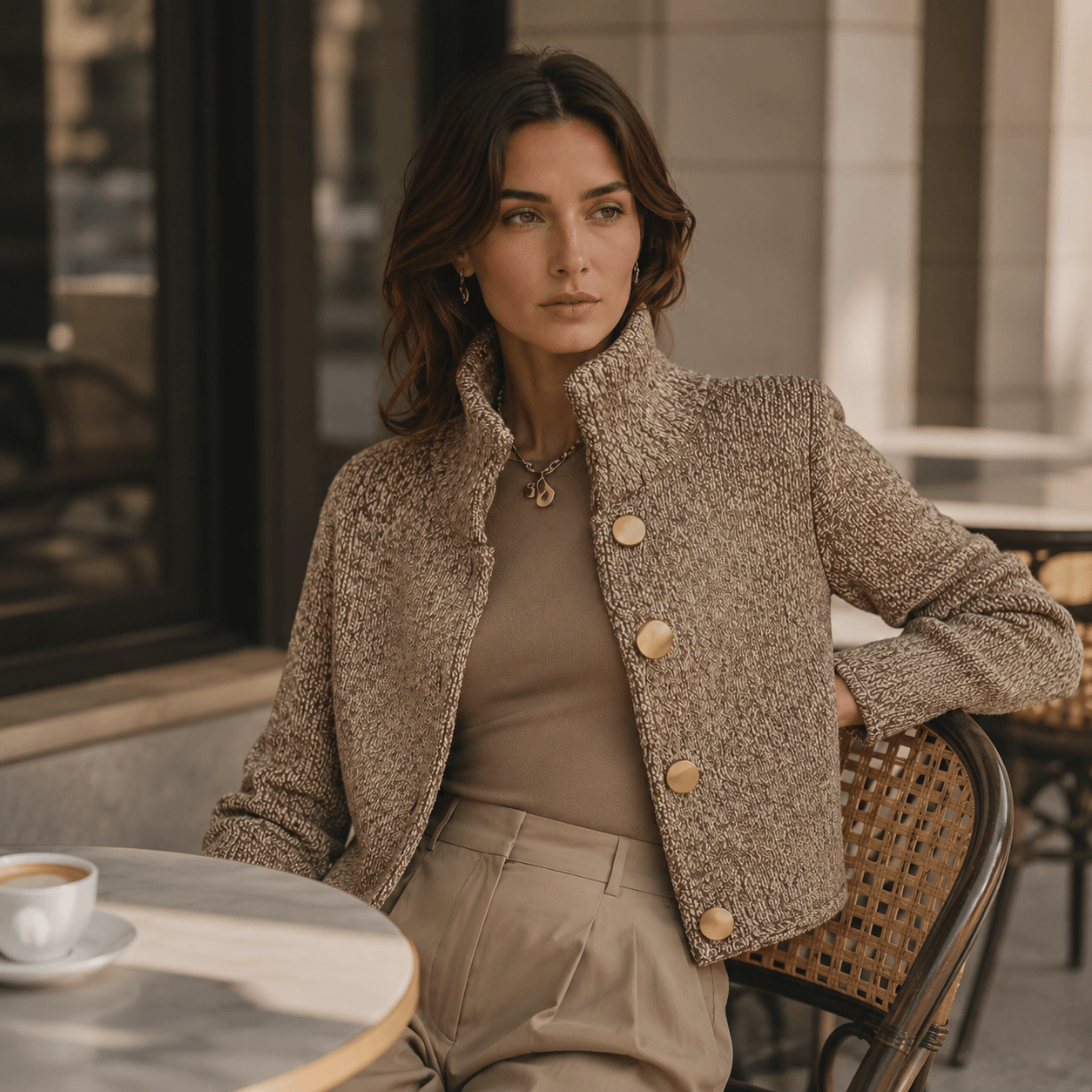 Aurora - Elegante chaqueta texturizada con botones grandes