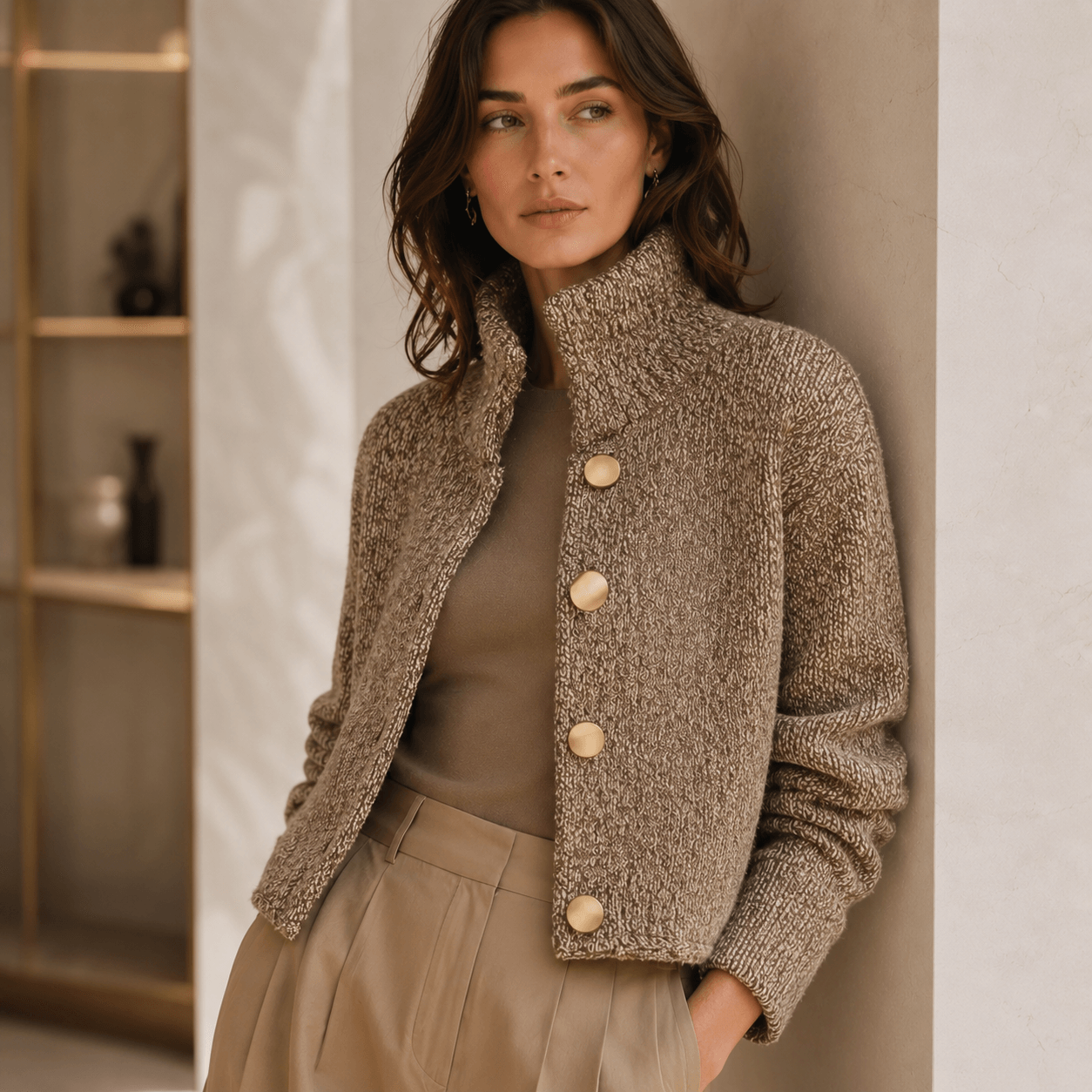 Aurora - Elegante chaqueta texturizada con botones grandes